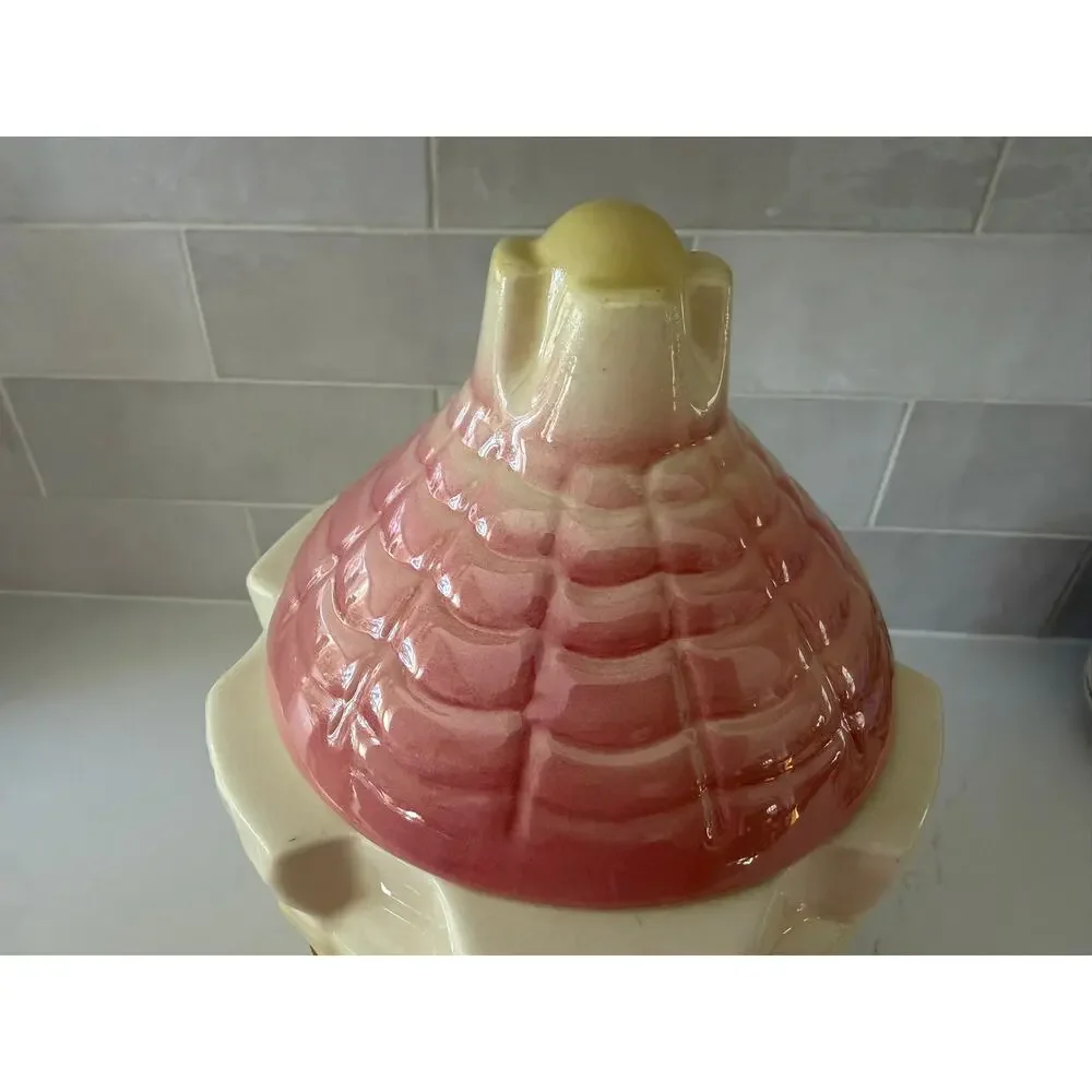 Vtg Collectible Bisque Cardinal China Castle Tower Cookie Jar Canister USA 1950s